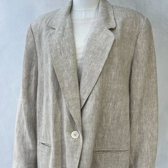 Vintage 80s/90s Harvé Benard Women's Light Beige Linen Blazer Jacket Size 16W - Picture 14 of 14